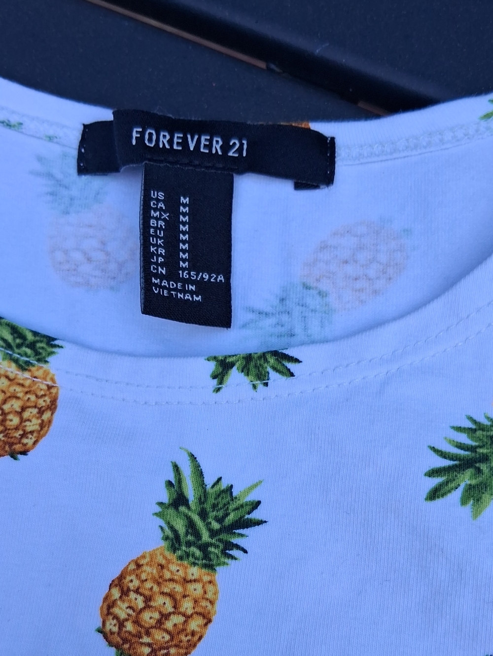 Forever 21 White Tank Top with Yellow Pineapple Print - Picture 3 of 4